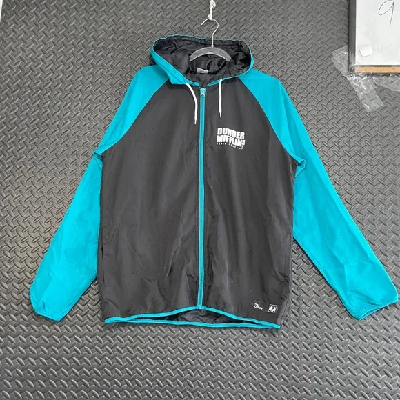 The Office Michael Scott Black Blue‎ Windbreaker Jacket Full Zip Men's Size M - Picture 1 of 9